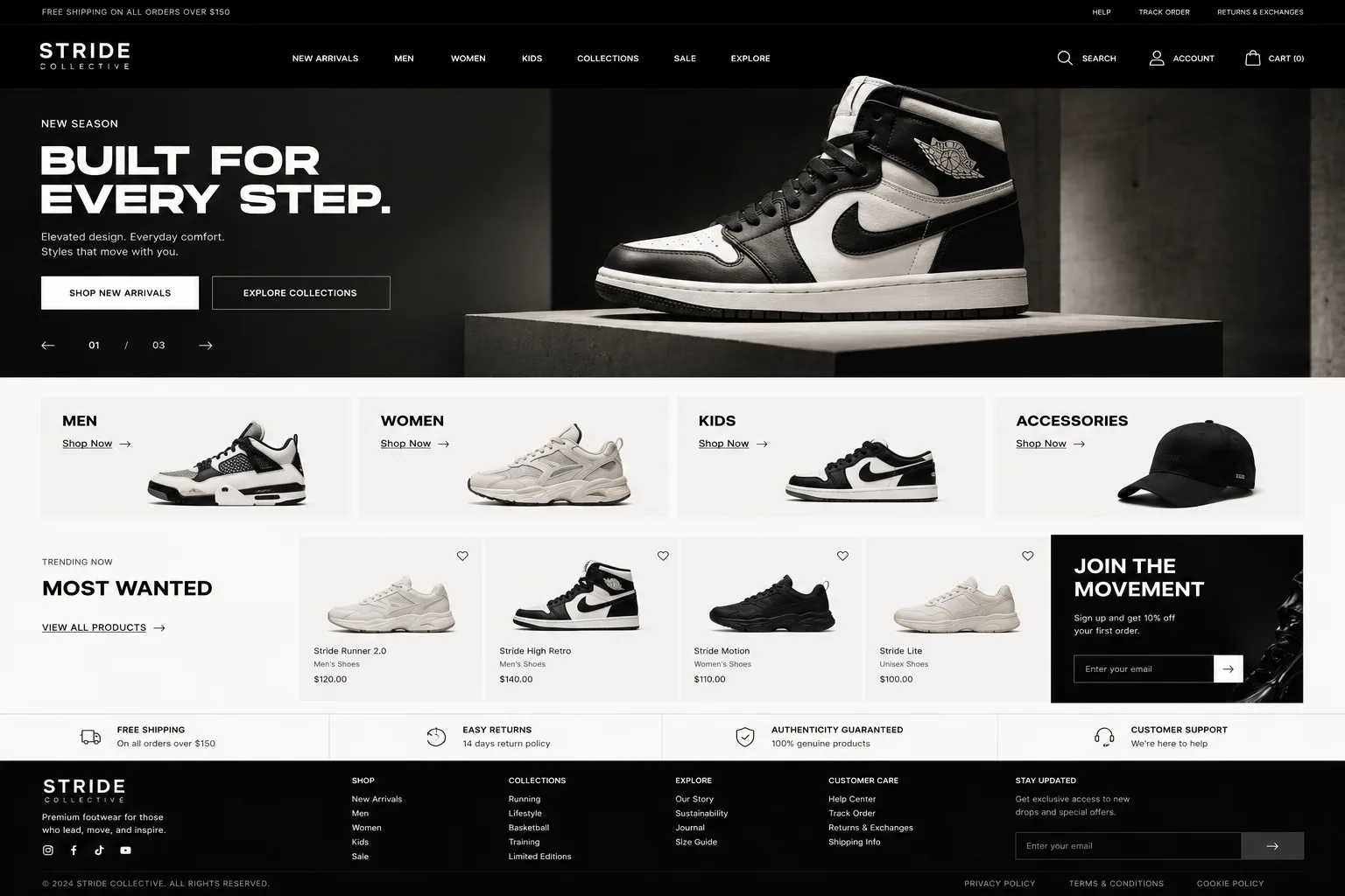 Stride Collective — Footwear and streetwear store built for fast browsing across drops, categories and collections.